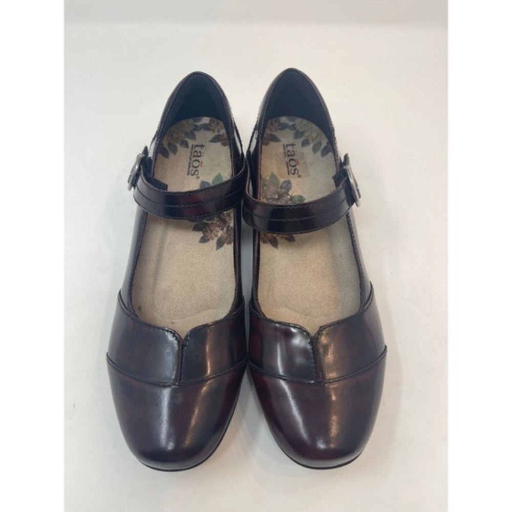 Taos Mary Jane Heels Womens 8.5 Brown Excellent Dark Cherry Buckle Strap Comfort